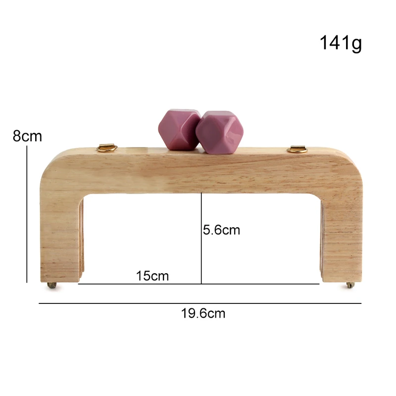 1PCS 19.6cm*8cm Dopamine Macaron Resin Head Wooden Wallet Handle Messenger Bag Knitted Bag Retro Bag Matching Lock Frame