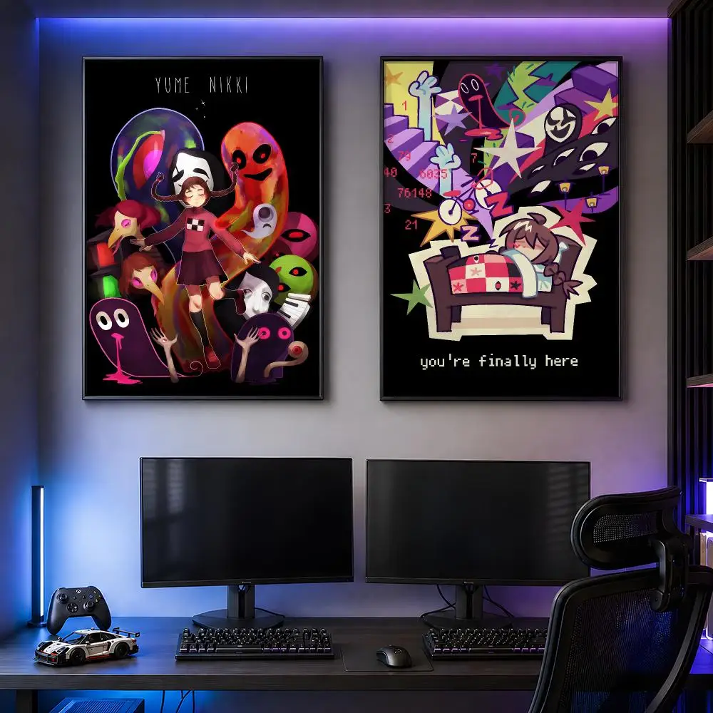 Game Yume Nikki Horror Poster PP Self Adhesive Modern Decorative HD for Garage Gaming Room Living Room Gift