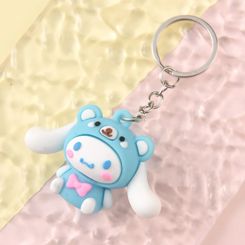 Sanrio Anime Keychains Hello Kitty Melody Kuromi Cinnamoroll Cartoon Dolls Action Figure Model Bags Pendant Keychain Car Keyring