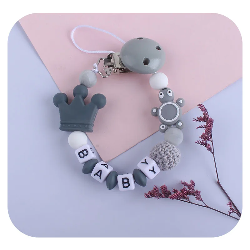 

Детские персонализированные имя, зажимы для соски, держатель для соски, цепочки для манекена, силиконовая корона для кормления малышей, игрушки для прорезывания зубов, жевательные подарки