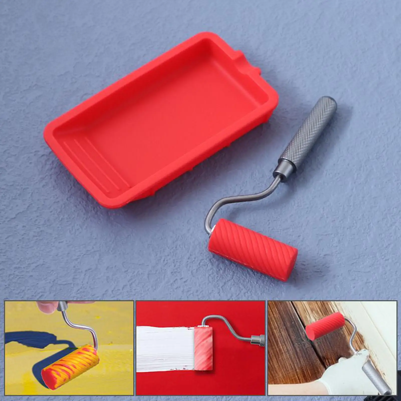 4pcs/set Wood Glue Spreader Handheld Glue Roller With Tray Portable Hand Tool Include Brush And Spreader Woodworking Gluing Kit