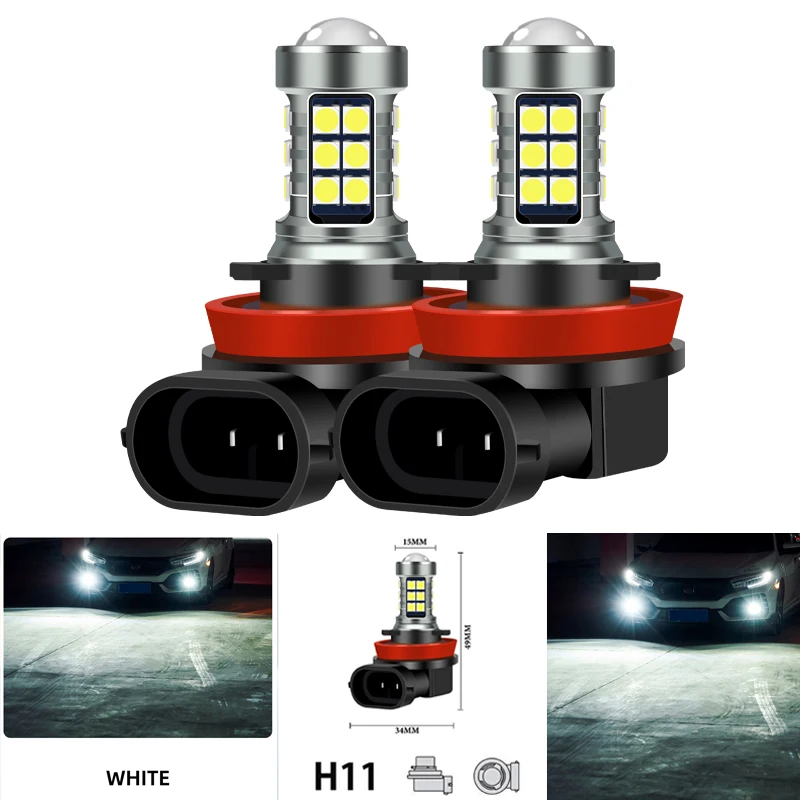 

2PCS H8 H11 Led bulbs Auto Front Fog Light 9005 HB3 LED 9006 HB4 LED Headlight Bulbs 3030 27SMD Super Bright Auto DRL Lamp 6000K