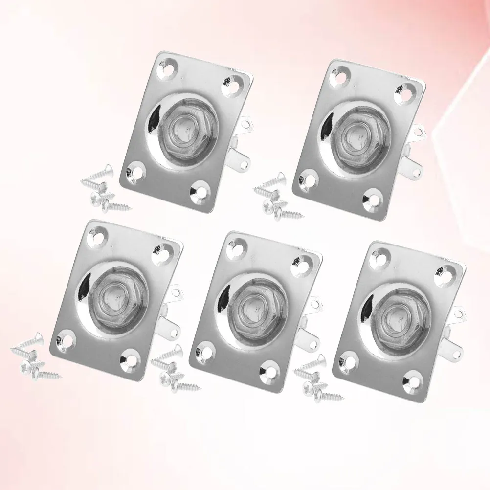 5Pcs Guitar Jack Plate Output Socket Black Easy Install Pickup Jack Plug Socket Perfect for Electric Guitar Building Accessories