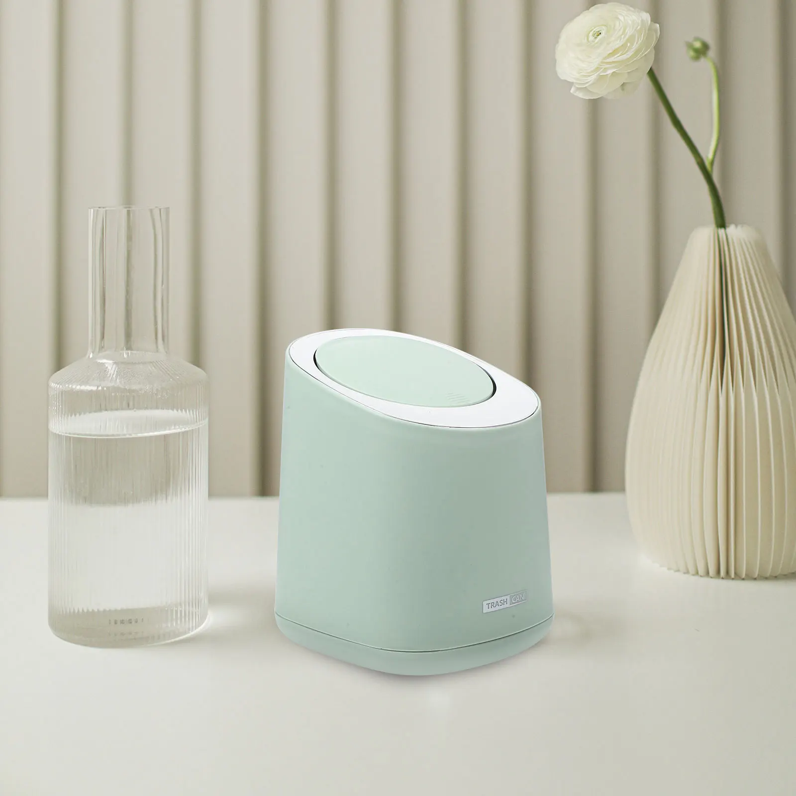 

Press Lid Trash Can Cream White Mini Waste Bucket for Home Office 12L Desk Garbage Bin Household Plastic Storage Can Modern