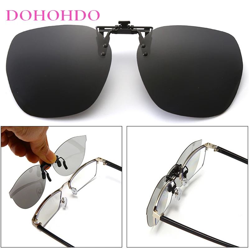 

Vintage Polarized Clip-on Flip-up Lens Sun Glasses Rimless Night Vision Women Man Sports Driver Anti-Glare Outdoor Eyewear UV400