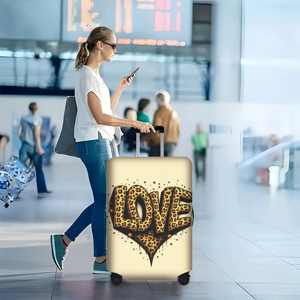 

1PC Leopard Love Print Luggage Cover for 18-32 Luggage; Dust Resilient Travel Accessory with Graffiti Style Design