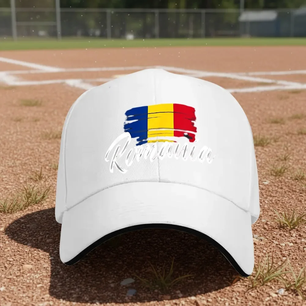 Custom Hat 2026 New Products 1pc Romanian Flag Logo Baseball Cap, Lightweight Casual Style, Unisex, Visor, Fabric, Soft Texture,