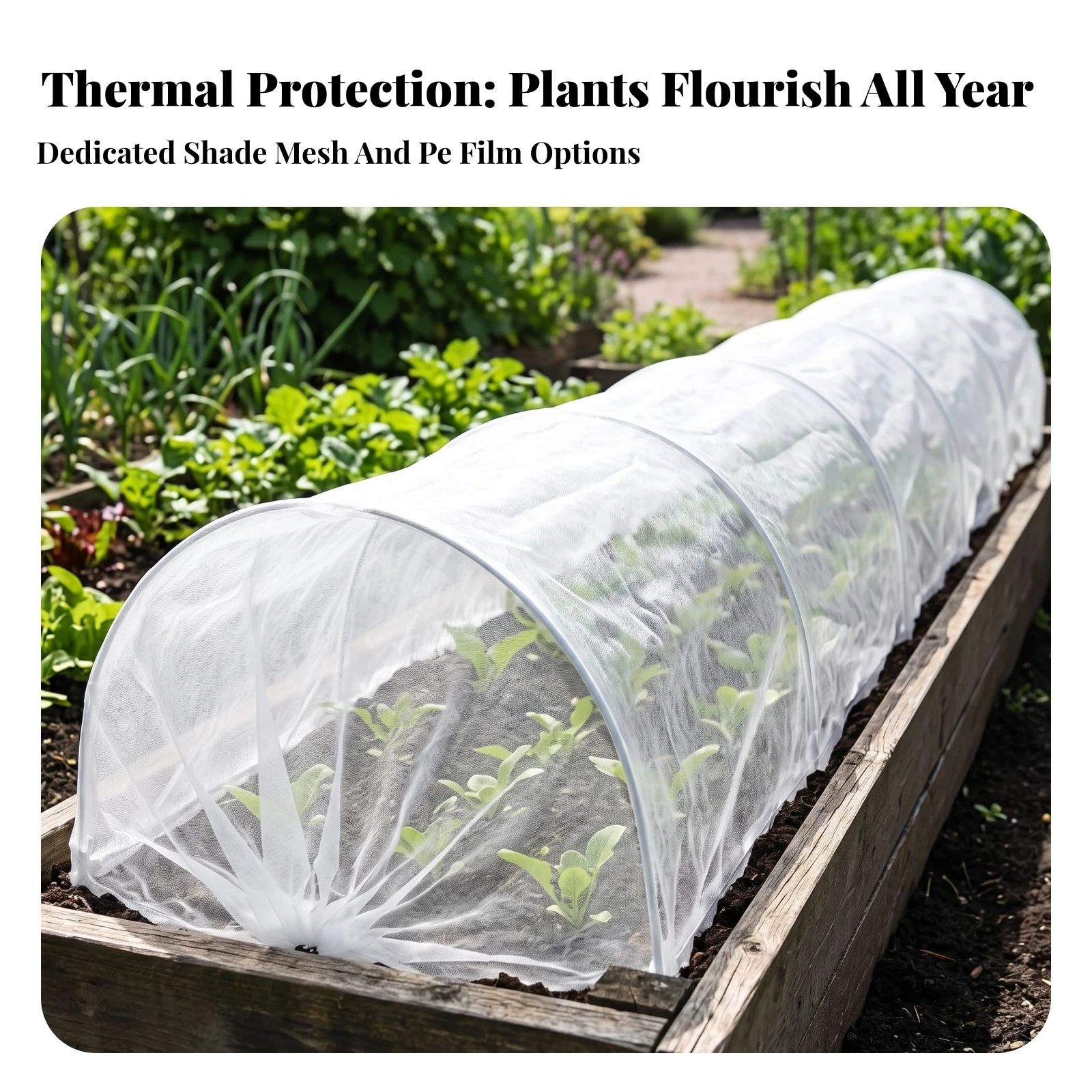 Mesh Plant Tunnel Ultra Fine Plant Cover with Steel Hoops Mesh Garden Tunnel Drawstring Long-Lasting for Gardeners