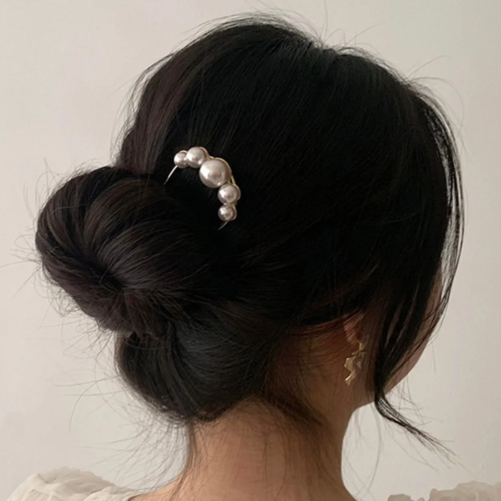 

4 Pcs Pearl Hairpins U Shaped Hair Sticks Smooth Surface Strong Hold Vintage Accessories French Pins Long Hair Buns