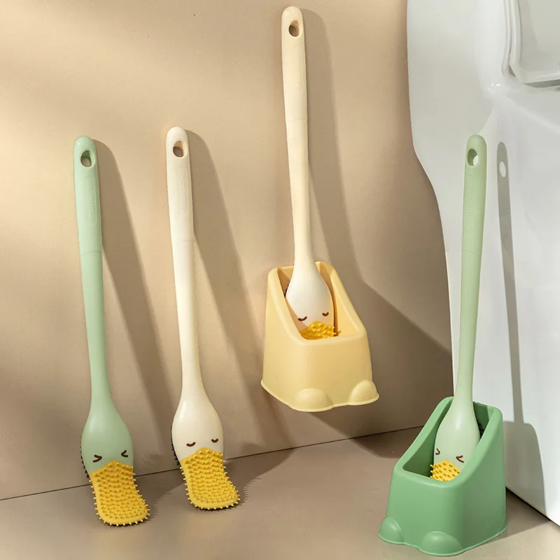 Silicone toilet brush with base household non-dead corner toilet brush on wall toilet cleaning brush Wash toilet brush