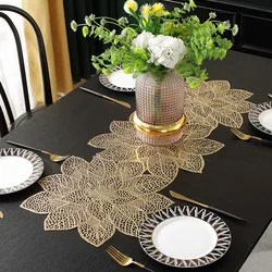 1PCSGilding PlacematPVCDining Table Cushion Zijinhua Gilding Hollow Scarf Table Runner Cross-Border Light Luxury High Temperatur