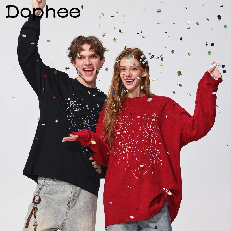 

Men's 2025 Spring Autumn New Loose Comfort Sweatshirts Men's American Style Long Sleeve Round Neck Top Male Pullover Sweatshirts