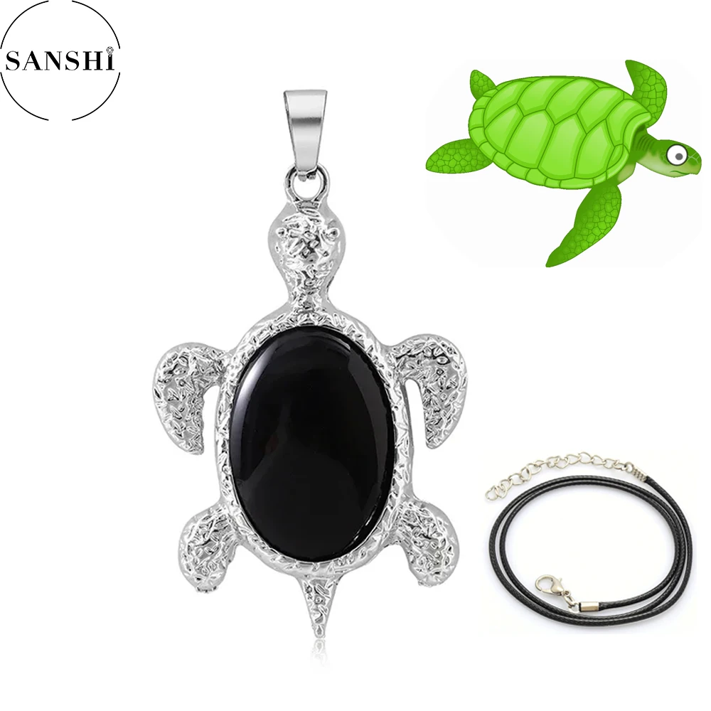 Fun Jewelry Sea Turtle Animal Pendant Female Stone Pendent Wedding Jewelry Charms Necklace For Women Neck Chain Accessories