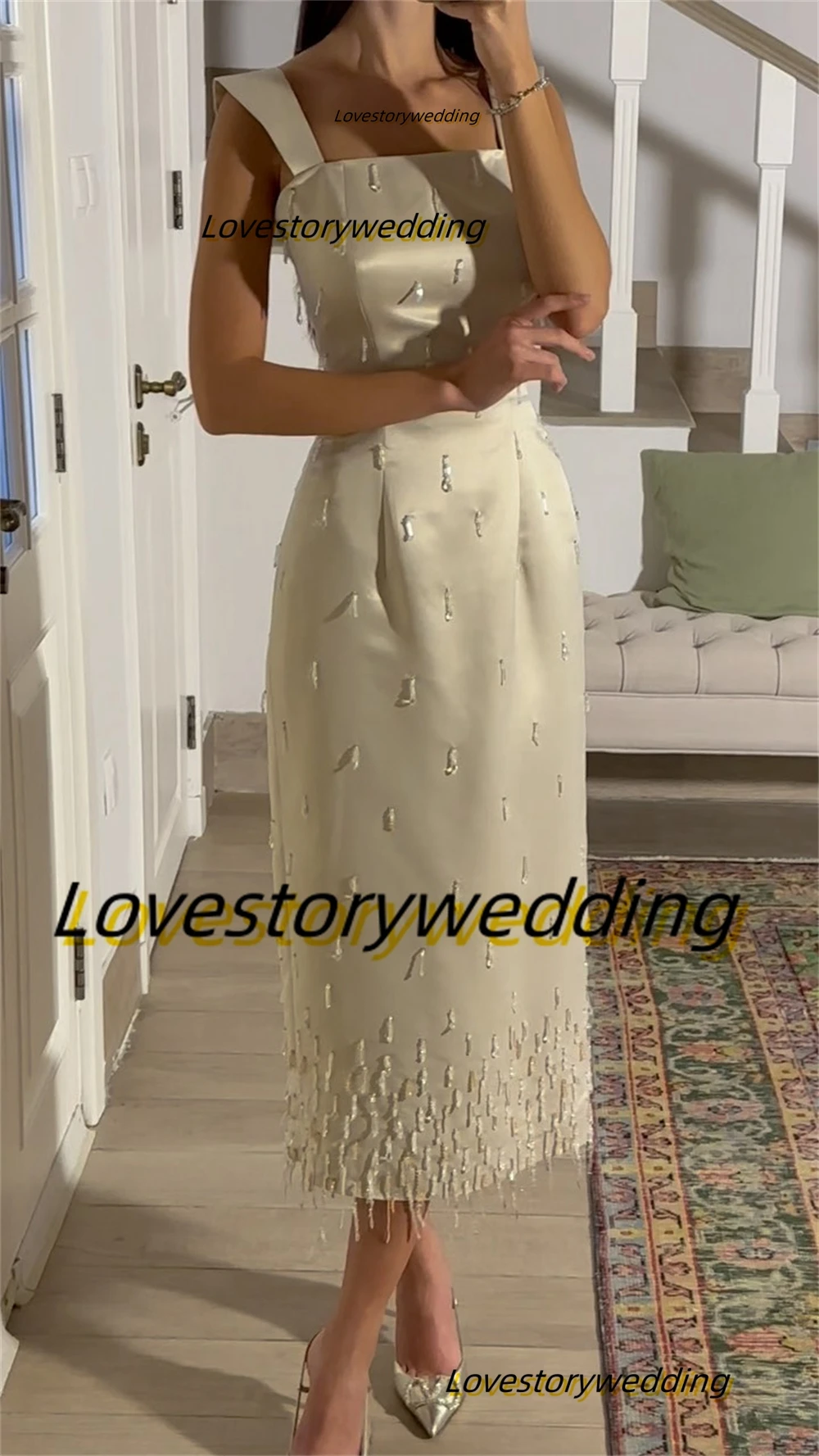 Lovestory Vestidos De Gala Party Dresses Off Shoulder Beading Tassels Vestidos Prom Dresses Sheath Birthday Cocktail Party Gowns