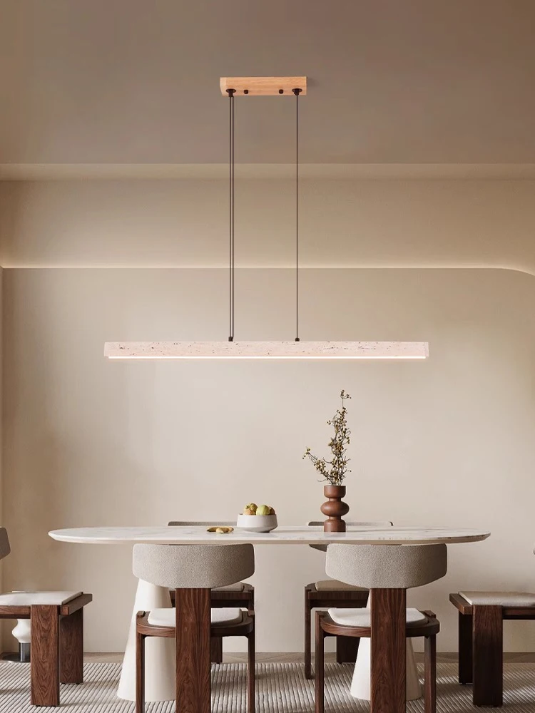 Dimmable LED Round Linear Natural Stone Collection 2026 Ceiling Chandelier Para Sala Estar Hanging Lamps For Dinning Room