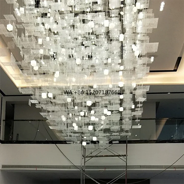 Custom Project LED Luxury  Modern Unique Decorative  Steel  for Hotel Rectangle Scandinavian Middle Room
