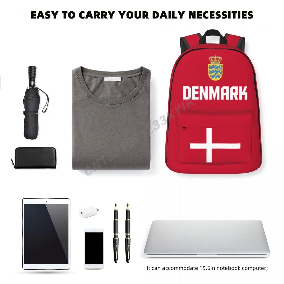 Unisex Backpack Denmark Flag Danes Stitch Schoolbag Messenger Bag Case Laptop Travel Bag Mochila Gift