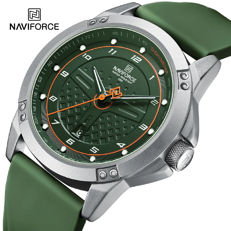 NAVIFORCE Top Fashion Brand Men\'s Quartz Sport Watches 3ATM Waterproof Casual Date Display Silicone Strap Man Classic Wristwatch