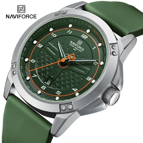 NAVIFORCE, relojes deportivos de cuarzo para hombre de la mejor marca a la moda, resistente al agua 3ATM, indicador de fecha informal, correa de silicona, reloj de pulsera clásico para hombre