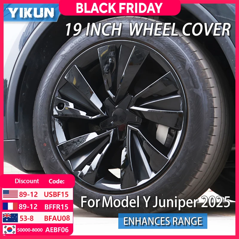 

4PCS Hub Caps for Tesla Model Y Juniper 2025 19 Inch Wheel Cover Performance Replacement Automobile Full Rim Hubcaps Accessories