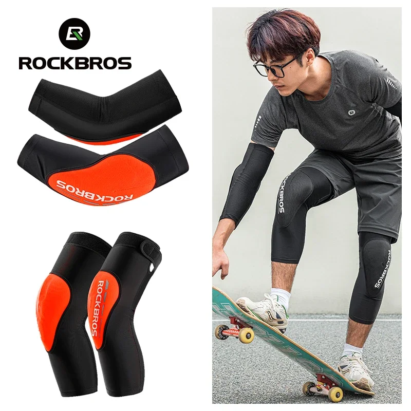 ROCKBROS Knee Elbow Pads Sports Knee Pads Basketball Cycling Motorcycle Large-Area Thickening Elastic Knee Protector Adjustable