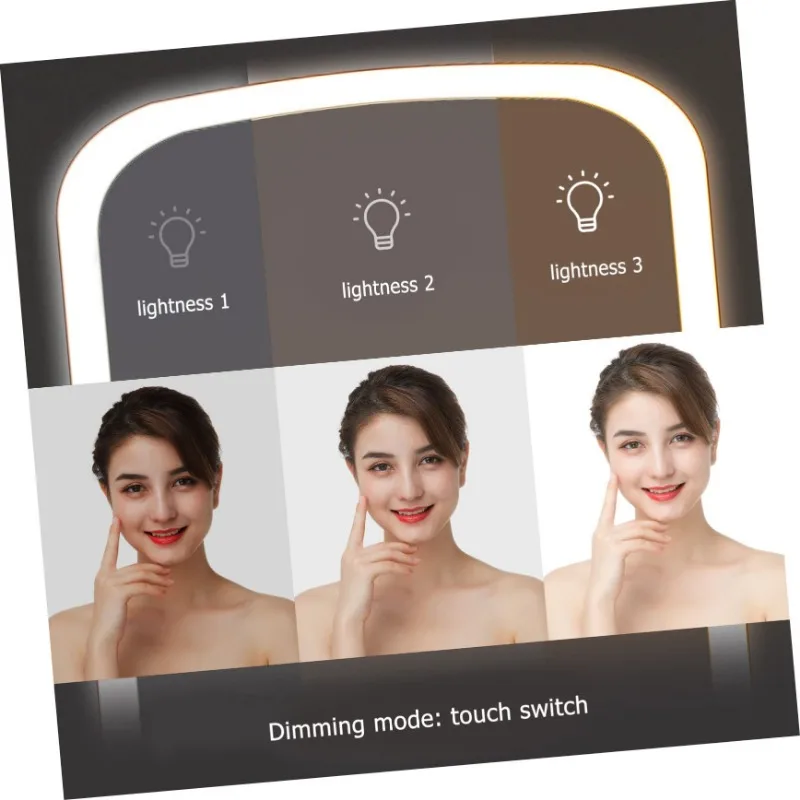 Espejo de maquillaje táctil LED con brillo, espejo de tocador de escritorio para mujer, Base estable de reflexión de alta definición para rutina