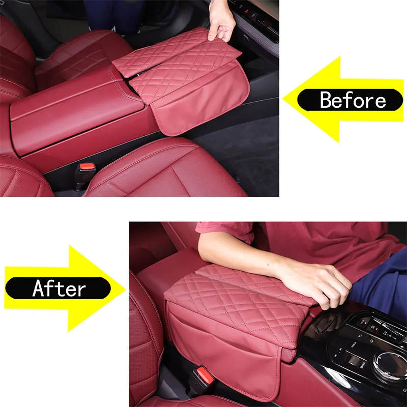 Zinky Car Center Console Armrest Box Decorative Cover for BMW 5 Series i5 G60 2024 + Plaid leather Interior Accessories 2 Pcs