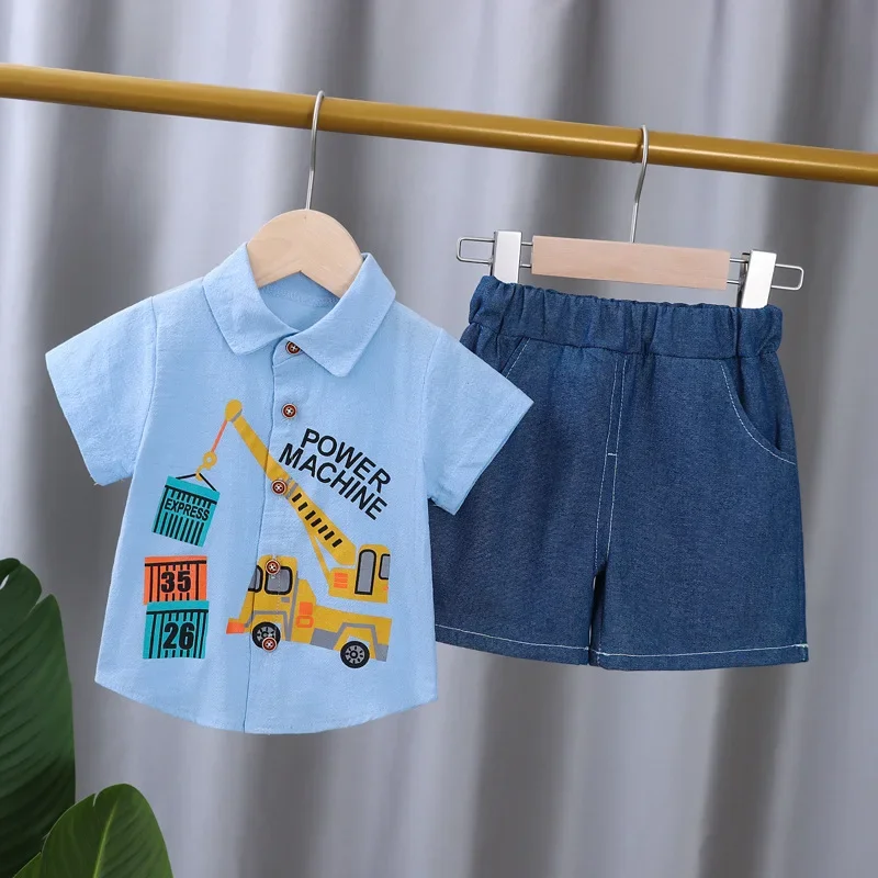 Novo verão roupas de bebê terno crianças meninos roupas crianças camisa shorts 2 pçs/sets criança casual esportes traje infantil agasalhos