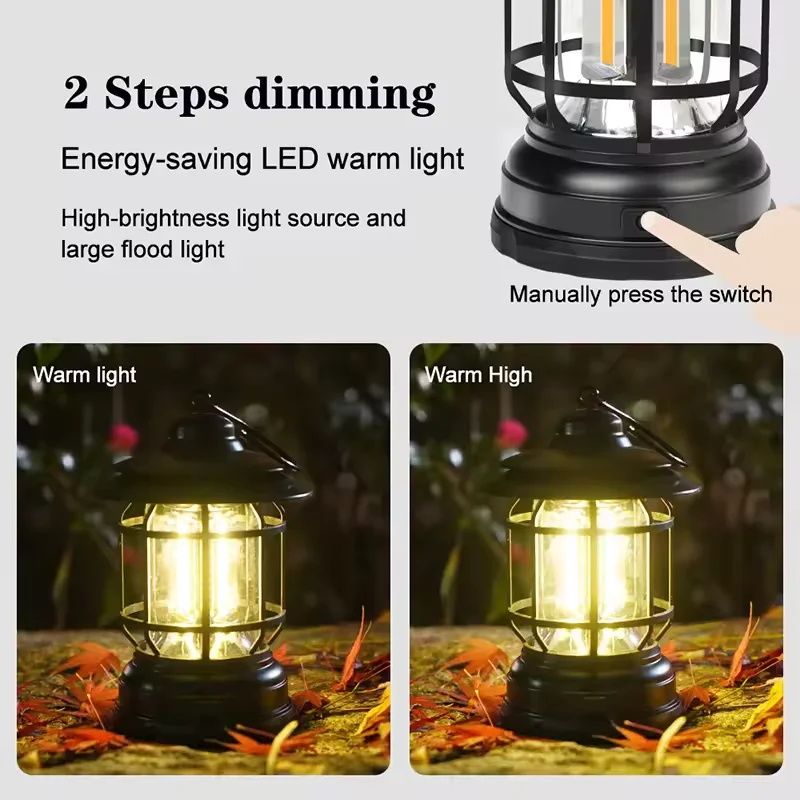 Outdoor Lighting Portable Light Retro Horse Lantern Rechargeable Multi Functional Outdoor Camping Light LED