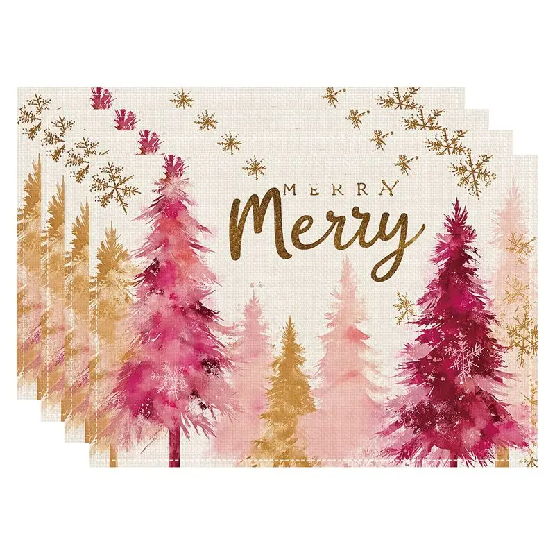 VIKAMA Retro Green Christmas Ball Meal Mat Waterproof and Insulated Table Mat Holiday Party Home Restaurant Table Decor Mat