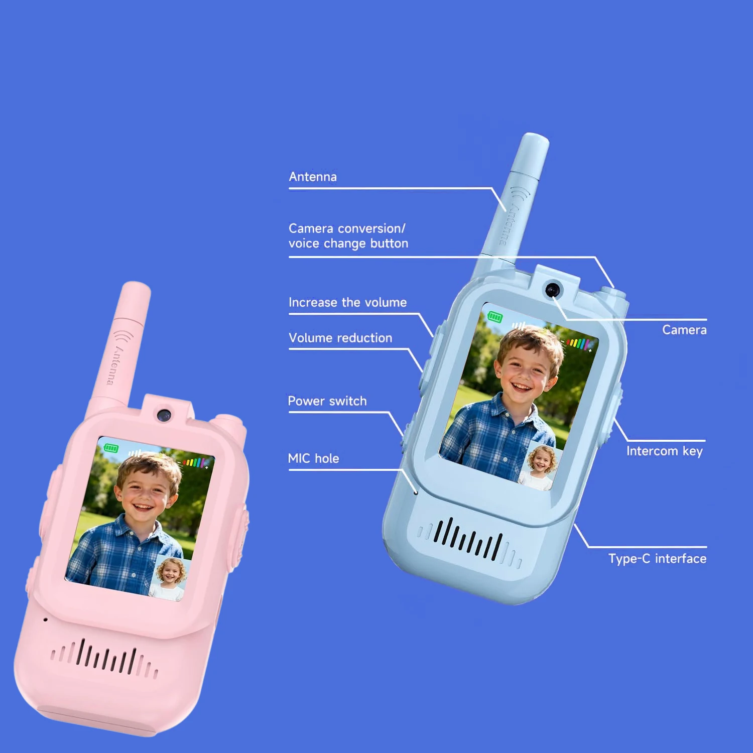 2個セット-ビデオトランシーバー-子供用-スマート幼児用おもちゃ-室内キャンプ-旅行用-子供への誕生日プレゼント
