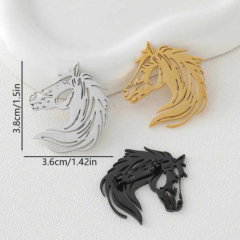 خمر الفولاذ المقاوم للصدأ المعادن الحصان بروش الحيوان دبابيس للرجال دعوى الملابس دبوس الأزياء والمجوهرات الإكسسوار