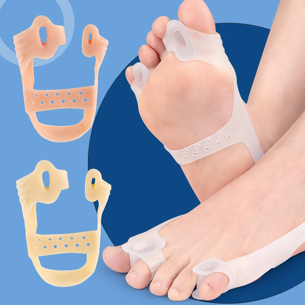 Banda elástica de silicona para dedos de los pies, separador de Gel para entrenamiento del pulgar, Correa ejercitadora, separador de tensión para dedos de los pies, 1 par