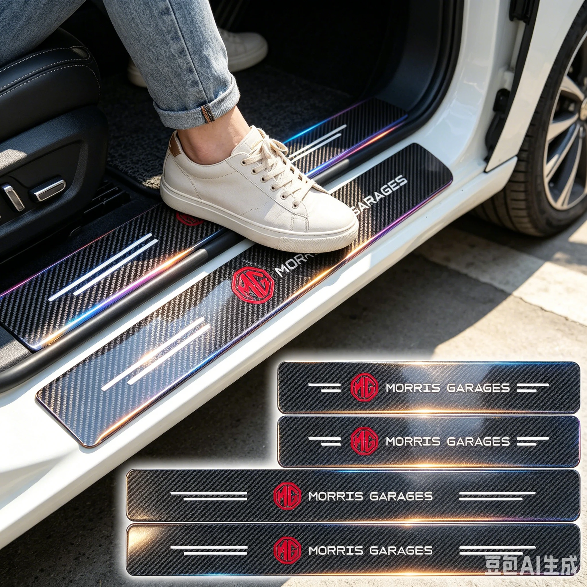 

4Pcs Carbon Fiber Car Door Sill Protection 3D Sticker Car Accessories For MG Morris Garages 550 42 6 ZT 7 3 ZR RX5 ZS 350 HS TF