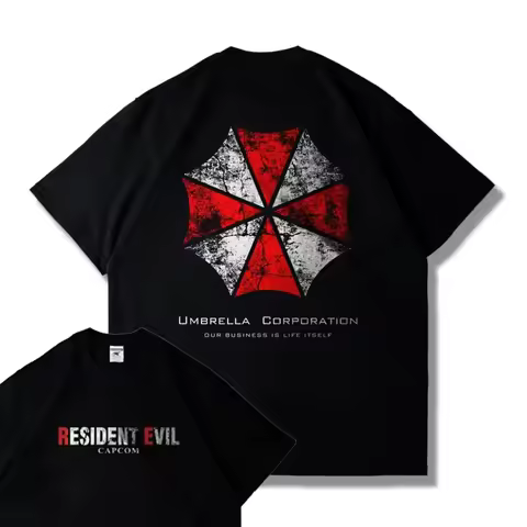 CAPCOM Game PS5 Resident Evil 4 Remastered Short Sleeve T-shirt Men's and Women's Loose Clothes Leon Printed Harajuku Y2k Top