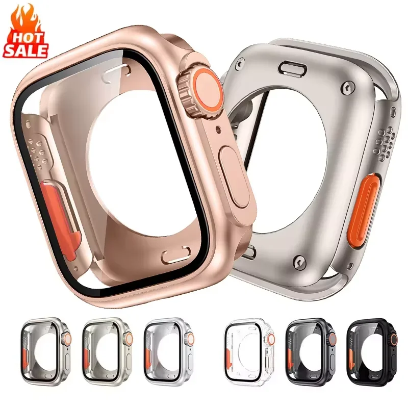 Neuer Displayschutz für Apple Watch 46 mm, 45 mm, 44 mm, 40 41 42 mm, hartes PC-Front- und Heckstoßgehäuse, iWatch 11 10 9 8 7 SE 6 5