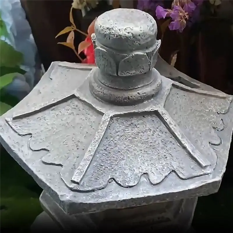 [NEW!A08R】 Garden Accessory Ornament Solar Powered Resin Pagoda Lantern Palace Lanterns Tower Statue Solar Lamp Garden Decor