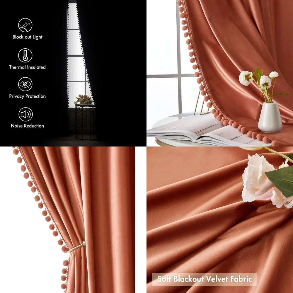 

Пламенно-оранжевые бархатные шторы, длиной 84 дюйма, термоизолирующие, светонепроницаемые, с карманом для карниза, комплект из 2 штук для спальни/гостиной/детской комнаты/дома