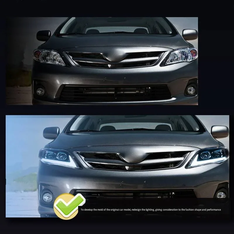 Custom for Toyota Corolla 2011-2013 Daytime Running Light Brake Lights Strobe Light Reversing Light LED Headlamp Assembly