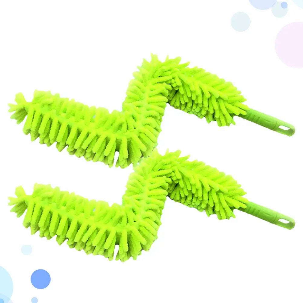 

Набор из 2 шт. микрофибровых щеток для уборки с гибкой головкой, большой инструмент для удаления пыли из мебели, потолочных вентиляторов, автомобилей, легкий захват, светло-зеленый цвет