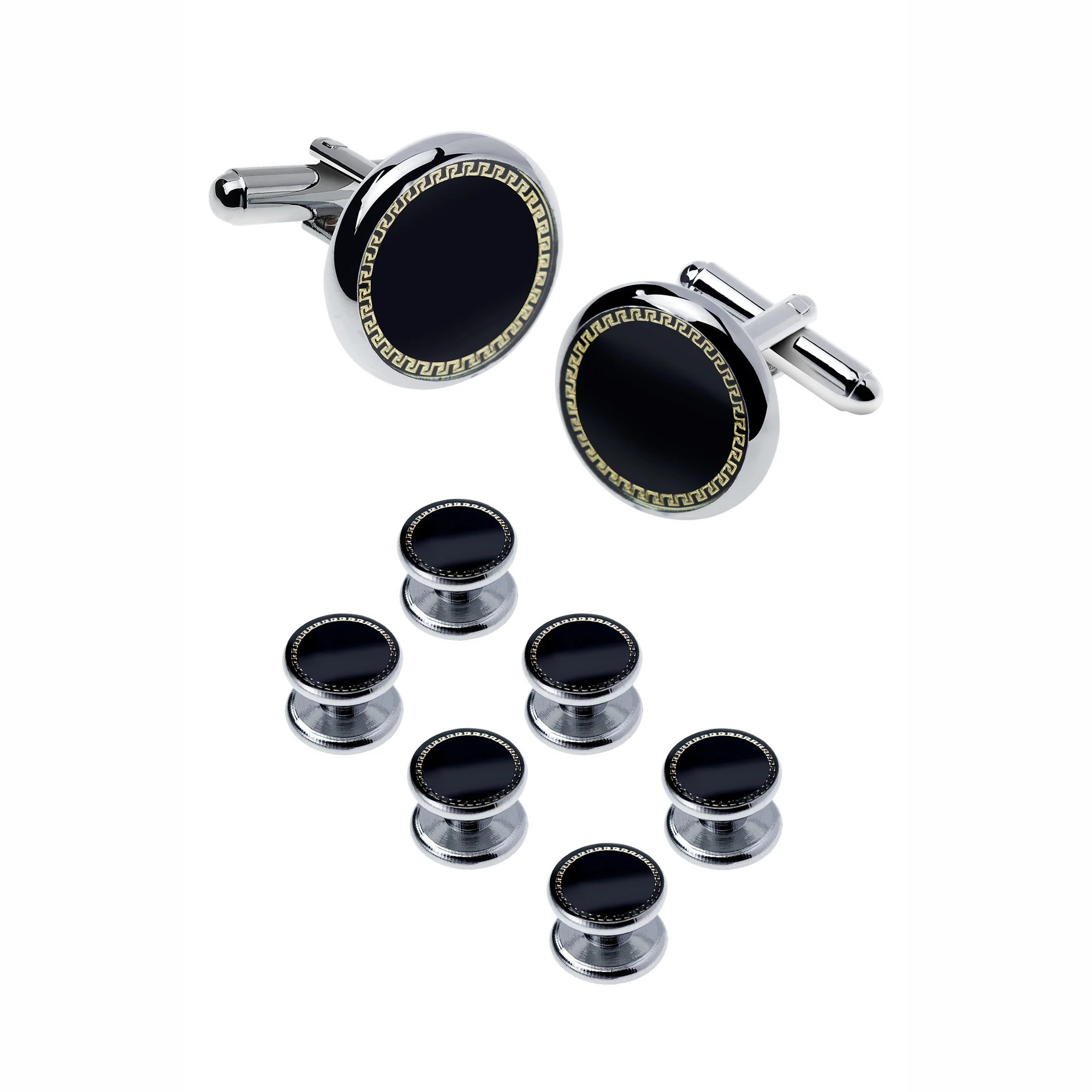 Mens Cufflinks and Studs Set for Shirts Business Wedding Party Cuff Links Classic Accessories Tie Clasp Collar Clips father Gift