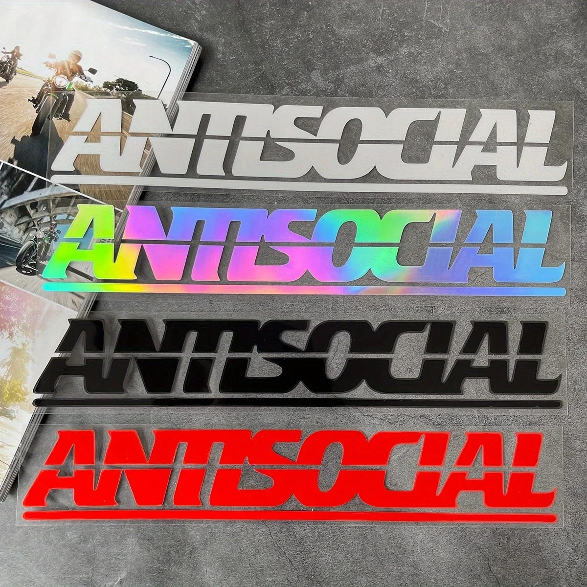

1 шт., наклейка с надписью «Antisocial» для украшения стайлинга автомобилей на мотоцикле, несколько цветов, аксессуар для наклейки