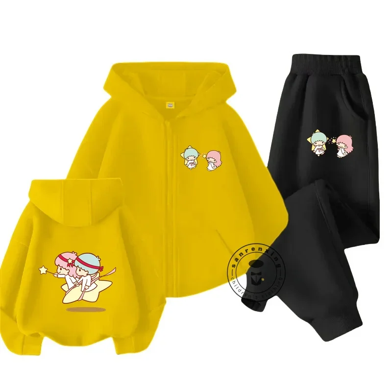 

LittleTwinStars Kids Zipper Hoodie Set Cartoon Print Autumn Winter Long Sleeve Sweatshirt Boys Girls Casual Cool Cover Handsome