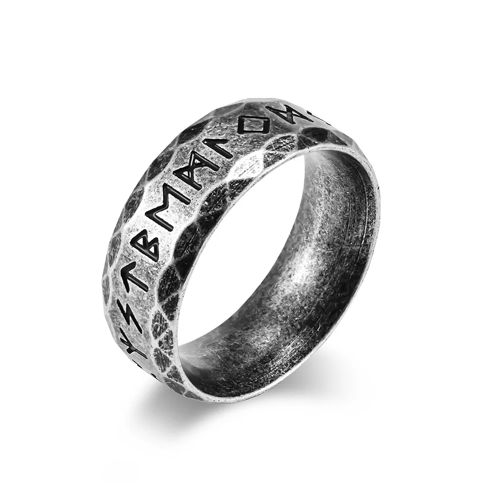 Stainless steel Ring Punk Style Antique Retro Male Jewelry Viking Ring Female Black Amulet Vintage Norse Rune Rings For Women