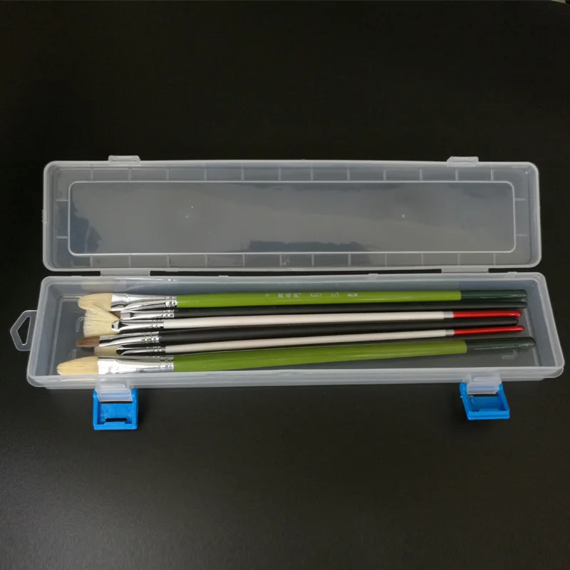 1PC Large Translucent Plastic Brush Storage Holders Portable Art Supply Organizer Case for Long Brushes Colored Pencils Markers
