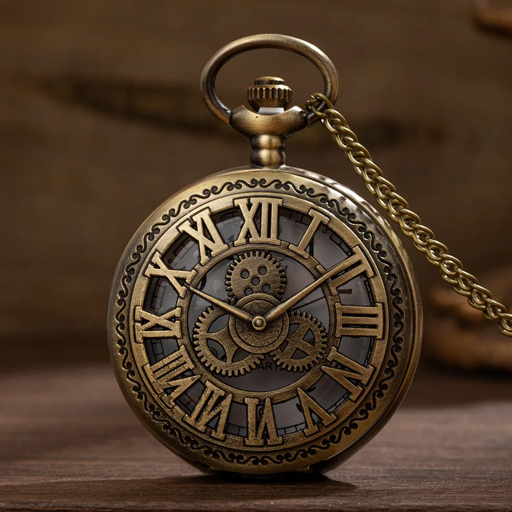 Damski zegarek kieszonkowy naszyjnik wisiorek portmonetka vintage zegarek klasyczny styl chłopięcy styl flip wydrążony sprzęt rzymska figura