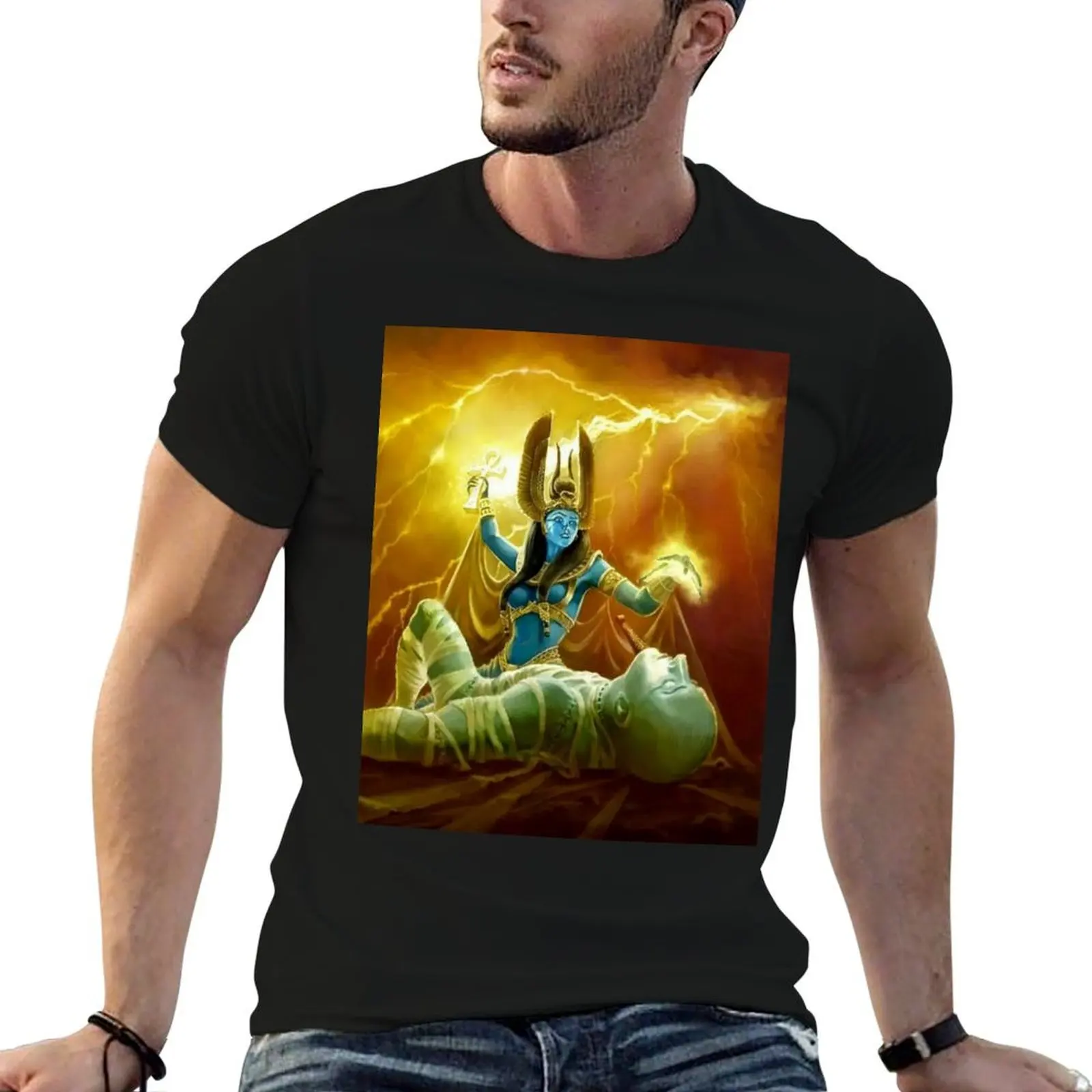 T-shirt Isis ressuscitant Osiris de la mort, haut décontracté minimaliste à manches courtes