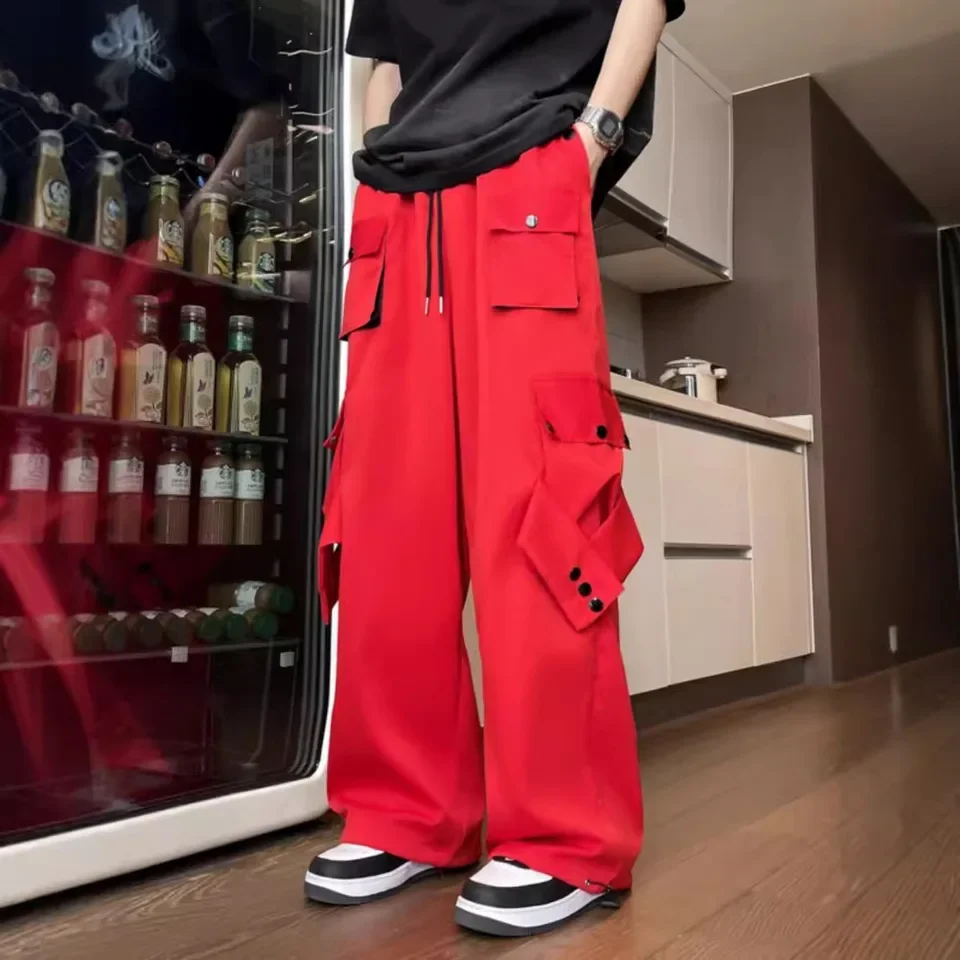 American High Street Multi-pocket Overalls Autumn Casual Straight Men's And Women's Loose Casual Wide-leg Trousers