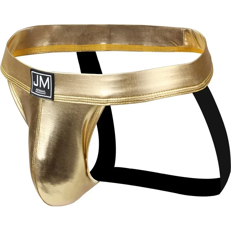 PU Leather Jockstrap Men Sexy Gay Underwear Sissy Men's Thong Lingerie Bikini Panochas U Convex Mens Strings Cueca Tangas Slip image 4