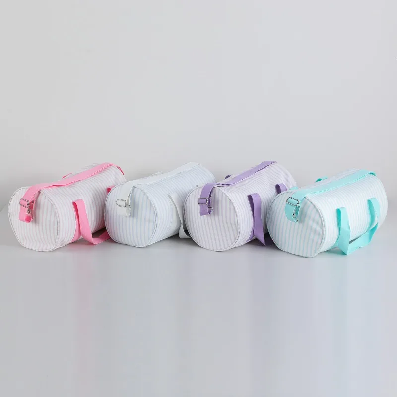 

Новая полосатая холщовая дорожная сумка, простая маленькая свежая сумка для хранения большой емкости, сумка для хранения коротких поездок